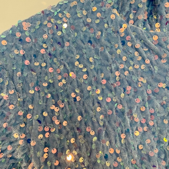 Girls Sequined Zip Up Hoodie WeLakken Age 8Y Blue Sparkly Jacket - Picture 5 of 12